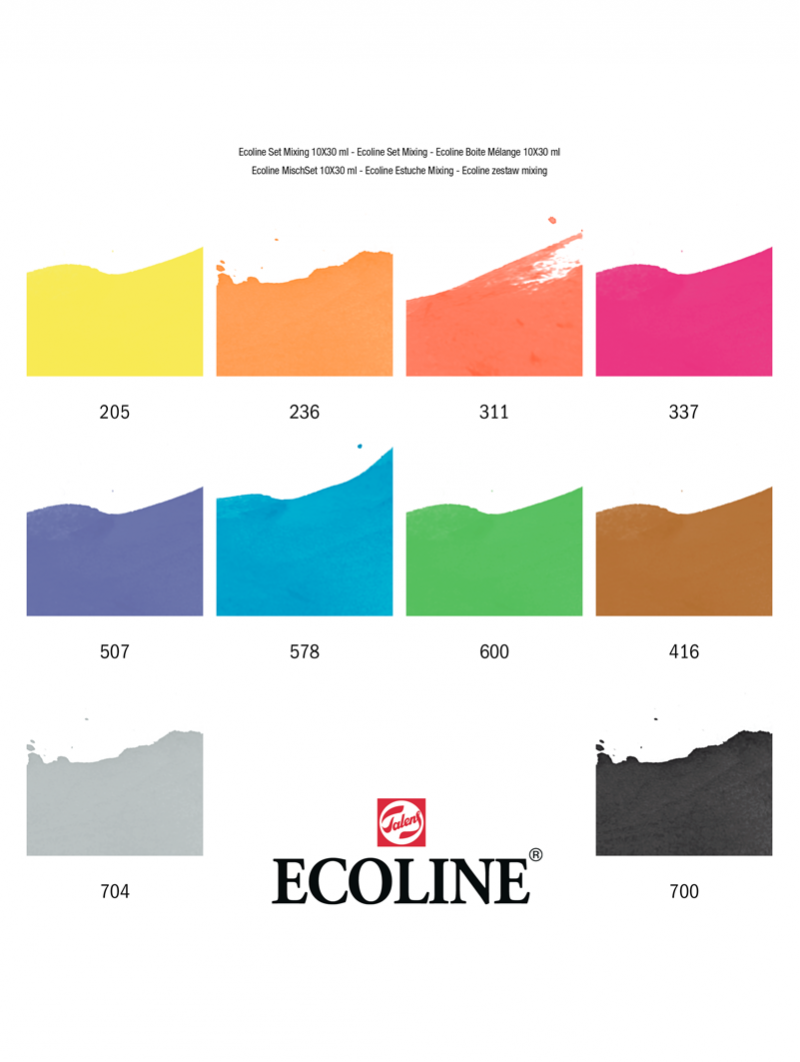 Acuarela Líquida Ecoline Con Gotero - Set 10 Colores