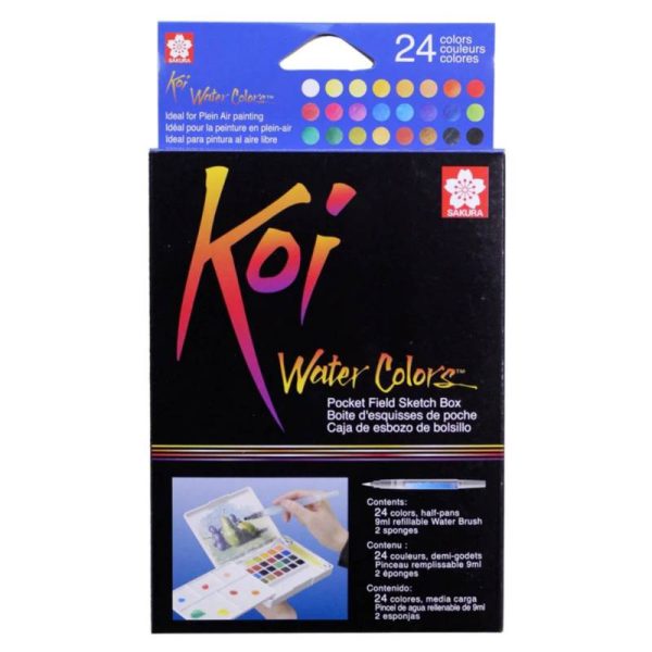 Acuarela 24 Colores + Pincel de Agua Sakura Koi