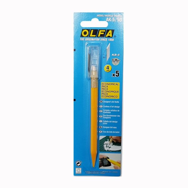 Cuchillo de Arte con Ángulo de 30° Amarillo + 5 Repuestos Olfa