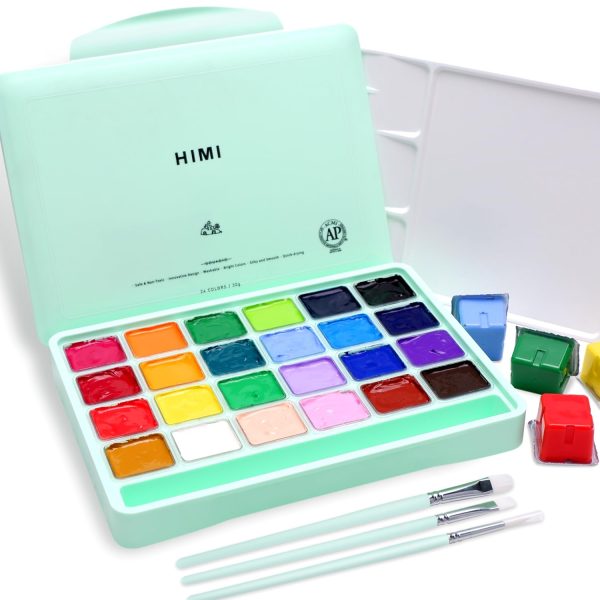Set Gouache 24 Colores / 30gr + Pinceles HIMI