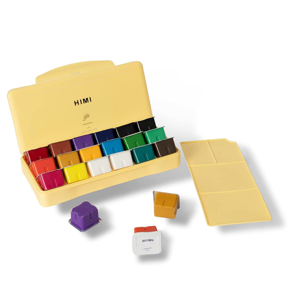 Set Gouache 18 Colores / 30gr (Estuche Amarillo) Himi