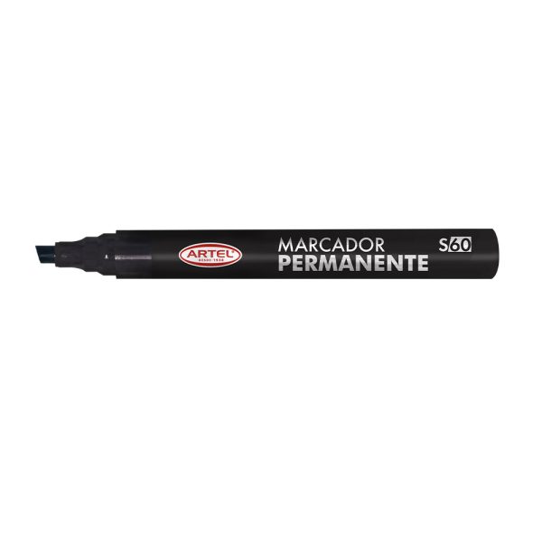 Marcador Permanente Punta Biselada Negro S60 Artel