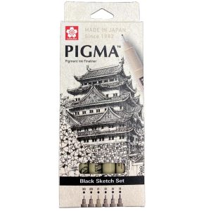 Set 6 Tiralíneas Negro Pigma Micron Sakura