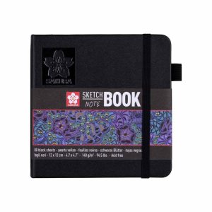 Sketchbook Hoja Color Negro 12x12cm 140gr 80hj Sakura
